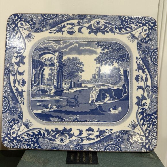 Spode Italian Placemats/Trivets Blue Room Collection Cork-Back 7.5x8.5" Set of 2 - Picture 3 of 10
